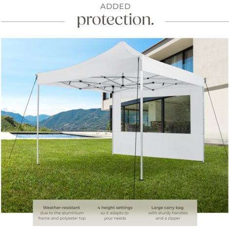 Gazebo Olivia - 3 x 3 m, with aluminium frame, 4 side panels, weather-resistant - garden gazebo, gazebo with sides, camping gazebo - white