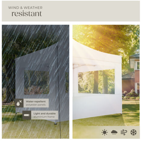Gazebo Olivia - 3 x 3 m, with aluminium frame, 4 side panels, weather-resistant - garden gazebo, gazebo with sides, camping gazebo - white