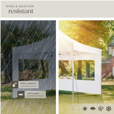 Gazebo Olivia - 3 x 3 m, with aluminium frame, 2 side panels, waterproof - garden gazebo, gazebo with sides, camping gazebo - white