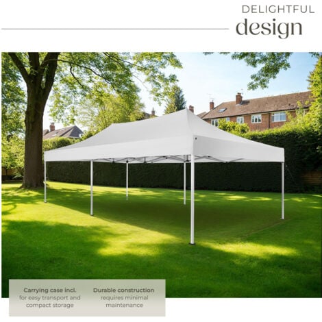 Gazebo Viola - 6 x 3 m, with aluminium scissor frame, 2 side panels, waterproof - garden gazebo, gazebo with sides, camping gazebo - white