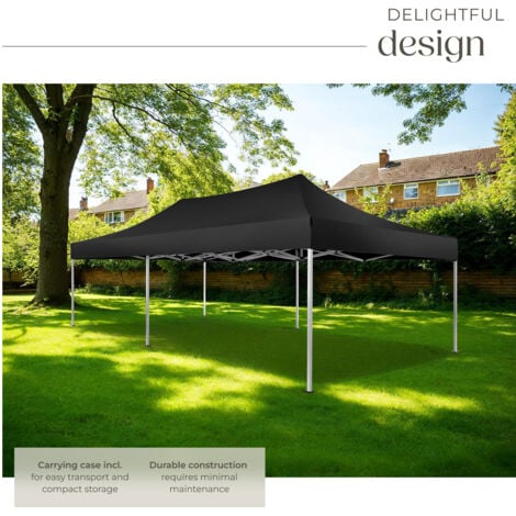 Gazebo Viola - 6 x 3 m, with aluminium scissor frame, 2 side panels, waterproof - garden gazebo, gazebo with sides, camping gazebo - black
