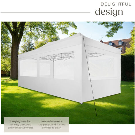 Gazebo Viola - 6 x 3 m, aluminium scissor frame, 4 side panels, weather-resistant - garden gazebo, gazebo with sides, camping gazebo - white