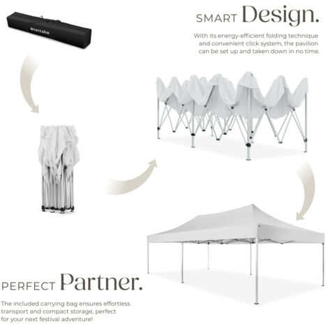 Gazebo Viola - 6 x 3 m, aluminium scissor frame, 4 side panels, weather-resistant - garden gazebo, gazebo with sides, camping gazebo - white