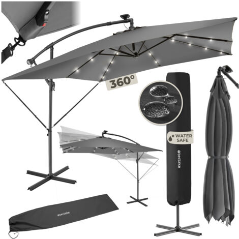 Parasol Sunna - 250 x 250 cm with LED solar lighting, with protective ...