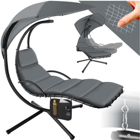 Hanging Chair Elaria - large sun canopy with UV-protection, sturdy - Hanging chair, Swing chair, Floating chair - grey