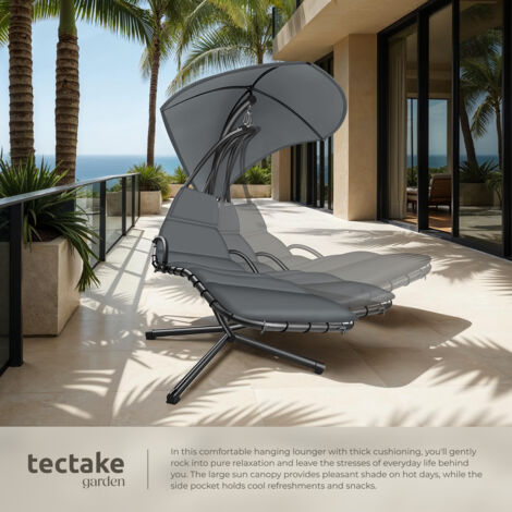 Hanging Chair Elaria - large sun canopy with UV-protection, sturdy - Hanging chair, Swing chair, Floating chair - grey