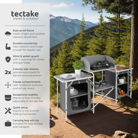 Camping Kitchen 172x52x104cm Camping Kitchen Unit Camping Kitchen Stand Camping Cooking Table Grey