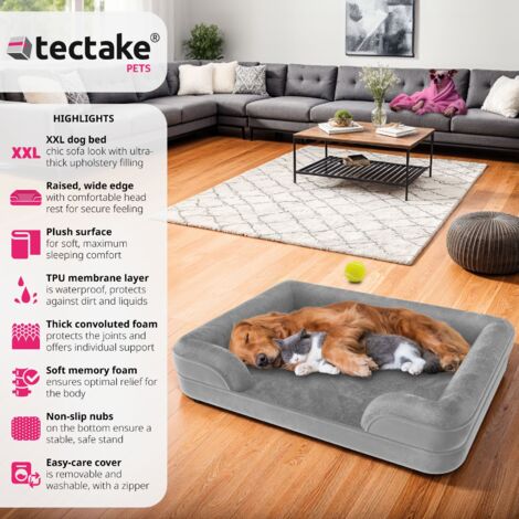 Orthopedic Dog Bed Kimba - thick and ergonomic padding with raised edge, washable - Dog bed, Dog basket, Dog sofa - XL (112 x 85 x 18 cm)