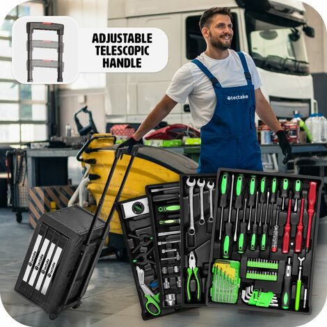 Tool Box - 899-piece tool set, clear arrangement on 4 levels, with wheels - tool box on wheels, tool case, tool trolley