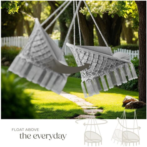 Swing Chair Grazia - seat and back cushions, stable, durable hanging chair - garden swing seat, hanging egg chair, garden swing chair - grey