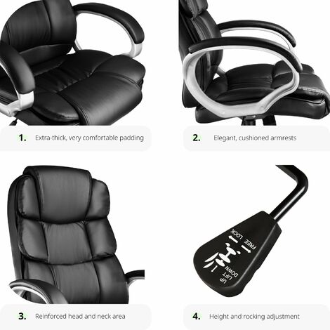 Office Chair Jonas - stepless height adjustment, ergonomic, thick padding - desk chair, computer chair, swivel chair - black