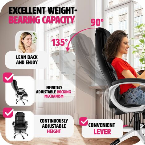 Office Chair Jonas - stepless height adjustment, ergonomic, thick padding - desk chair, computer chair, swivel chair - black