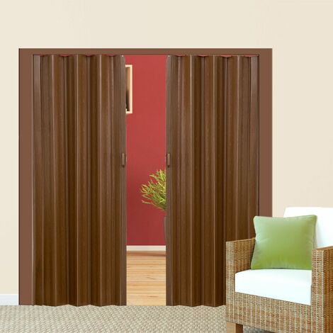 Internal Folding Door - double-walled profile with sliding handle, magnetic closure - room divider screen, folding screen, folding door - teak