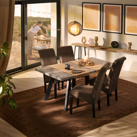 Dining Chairs Set of 4 - ergonomic, high backrest, padded faux leather - dining room chairs, kitchen chairs, dining table chairs - antique brown