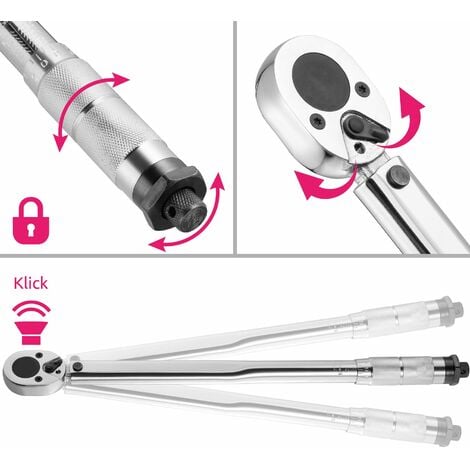 Torque Wrench Set - 5-piece, 125 mm extension, 3 sockets, including case - Torque wrench set, wrench set, torque wrench