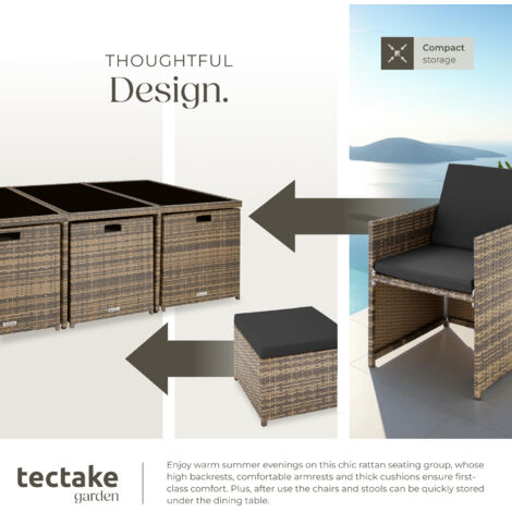 Garden Table & Chairs New York - 10 seats with cushions, dining table, rain cover - garden tables and chairs, garden furniture set, outdoor table and chairs - nature