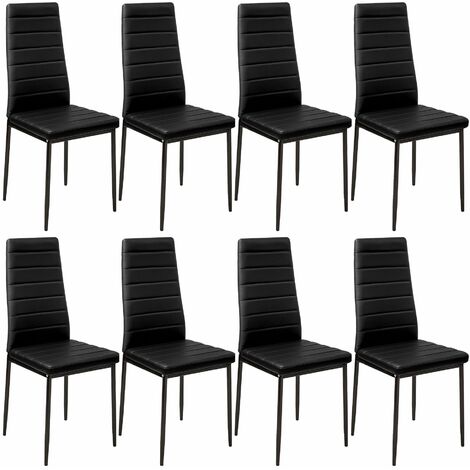 8 Dining Chairs Synthetic Leather, Black Leather Dining Table Chairs