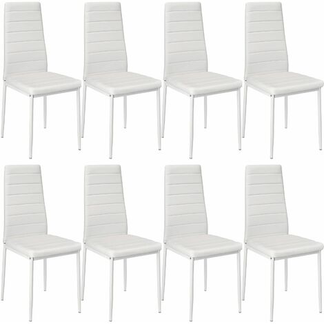 8 dining chairs synthetic leather - dining room chairs, kitchen chairs, dining table chairs - white
