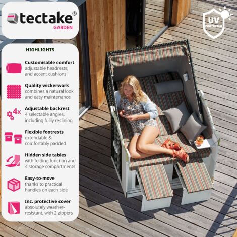 Beach chair with cushions - sun chair, folding beach chair, beach lounger - colourful
