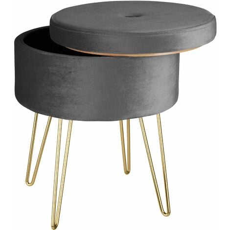 Stool Ava upholstered velvet look with storage space - 300kg capacity - bar stool, dressing table chair, dressing table stool