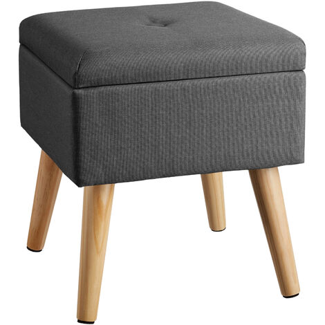 Stool Elva - padded, linen look with storage space - bar stool, dressing table chair, dressing table stool - dark grey
