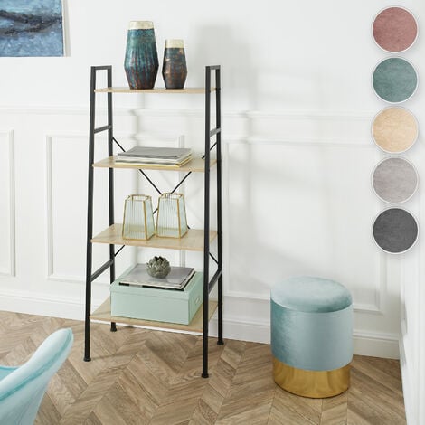 Stool Sarina - round, padded, velvet look, large storage space - bar stool, dressing table chair, dressing table stool - cream
