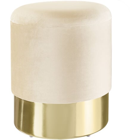 Stool Sarina - round, padded, velvet look, large storage space - bar stool, dressing table chair, dressing table stool - cream