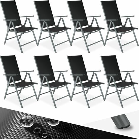 8 aluminium garden chairs - reclining garden chairs, garden recliners, outdoor chairs - black/anthracite