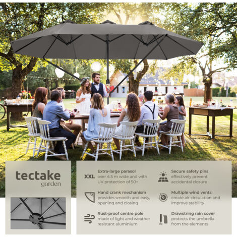 Parasol Silia - extra wide, 460 x 270 cm, height-adjustable, cover included - garden parasol, cantilever parasol, garden umbrella - grey