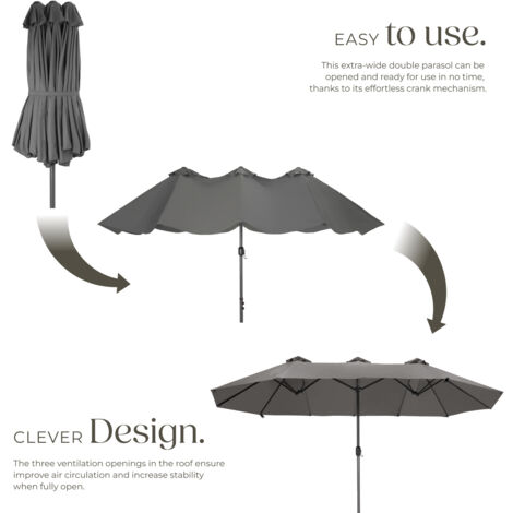 Parasol Silia - extra wide, 460 x 270 cm, height-adjustable, cover included - garden parasol, cantilever parasol, garden umbrella - grey