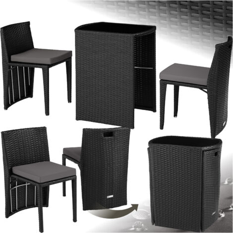 Garden Table & Chairs Hamburg - 2 chairs, 1 dining table, bistro set - garden tables and chairs, garden furniture set, outdoor table and chairs - black