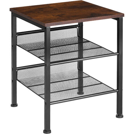 Bedside Table Lincoln Side Industrial Dark Bedside Table Lincoln, Lincoln Tempered Glass Top Console Table