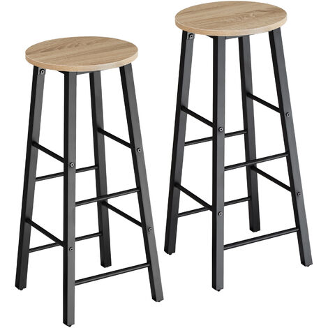 2 Bar stools Keynes - dining chairs, stools, breakfast bar stools - industrial wood light, oak Sonoma