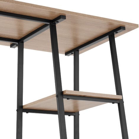 Desk Paisley - trapezoidal frame, shelf with 2 storage compartments - Desk, work table, office table - industrial wood light, oak Sonoma