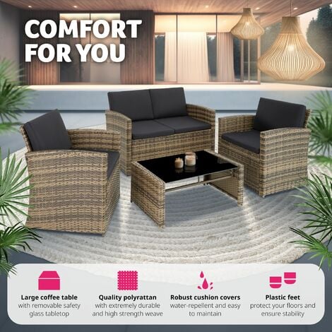 Rattan garden furniture lounge lucca grey sale