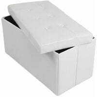 Storage bench made of synthetic leather - storage ottoman, shoe storage bench, hallway bench - white