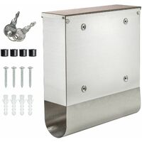 Mailbox with newspaper tube type 1 stainless steel - letterbox, post box, stainless steel letterbox - silver