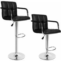 2 bar stools Harald made of artificial leather - breakfast bar stools, kitchen stools, kitchen bar stools - black