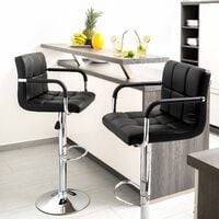 2 bar stools Harald made of artificial leather - breakfast bar stools, kitchen stools, kitchen bar stools - black