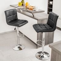 2 bar stools Tony made of artificial leather - breakfast bar stools, kitchen stools, kitchen bar stools - black