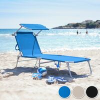 2 sun loungers aluminium Victoria 4 settings - reclining sun lounger, sun chair, foldable sun lounger - blue