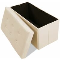 Storage bench made of synthetic leather - storage ottoman, shoe storage bench, hallway bench - beige