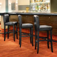 Breakfast bar stool made of artificial leather - bar stool, kitchen stool, wooden stool - black