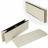 Storage bench foldable made of synthetic leather 110x38x38cm - storage ottoman, shoe storage bench, hallway bench - beige