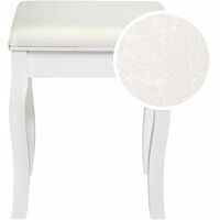 Vanity stool rose pattern - bedroom stool, dressing stool, upholstered stool - white
