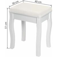 Vanity stool rose pattern - bedroom stool, dressing stool, upholstered stool - white