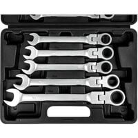 Spanner set with flexible ratchet ends 12 PCs. - wrench, ratchet spanner set, torque wrench set - black