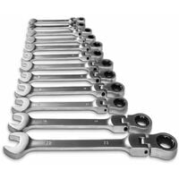 Spanner set with flexible ratchet ends 12 PCs. - wrench, ratchet spanner set, torque wrench set - black