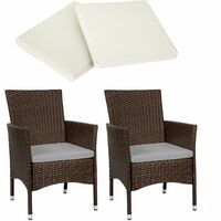 2 garden chairs rattan + 4 seat covers model 1 - outdoor chairs, rattan garden chairs, garden seating - black/brown
