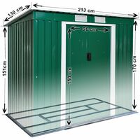 Shed with slanted roof - garden shed, metal shed, tool shed - green